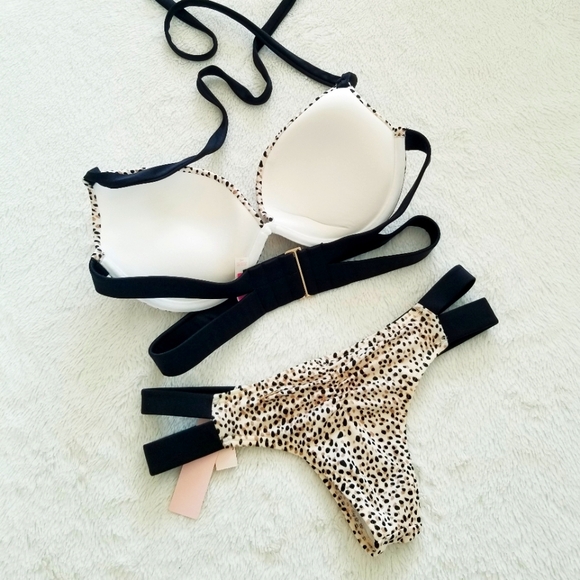 Victoria's Secret Strappy Hottie Halter Push-up Swim Bikini Itsy Bottom Set NWT - Picture 4 of 16